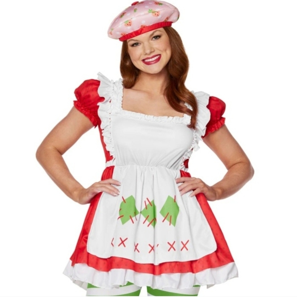 Red and White Costume Dress with Strawberry Beret